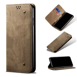 Case For iPhone 13 Pro Max 13 Pro 13 Mini 13 Denim Leather Magnetic Wallet Flip Cover Card Slots Non-slip Full Protective Cover