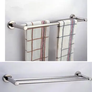

Wall Mounted Thick Stainless Steel Bathroom Towel Rack Shelf 1 or 2 Rail Holder Toilet Bathroom Washroom Products 40/50/60cm