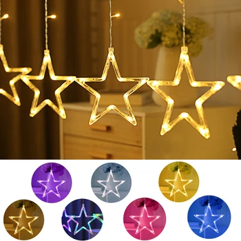 Led Kerst String Light 8 Modes Kerstverlichting Gordijnen 220V Ster Led String Light Garland Fairy Kerst Decoraties Voor kamer