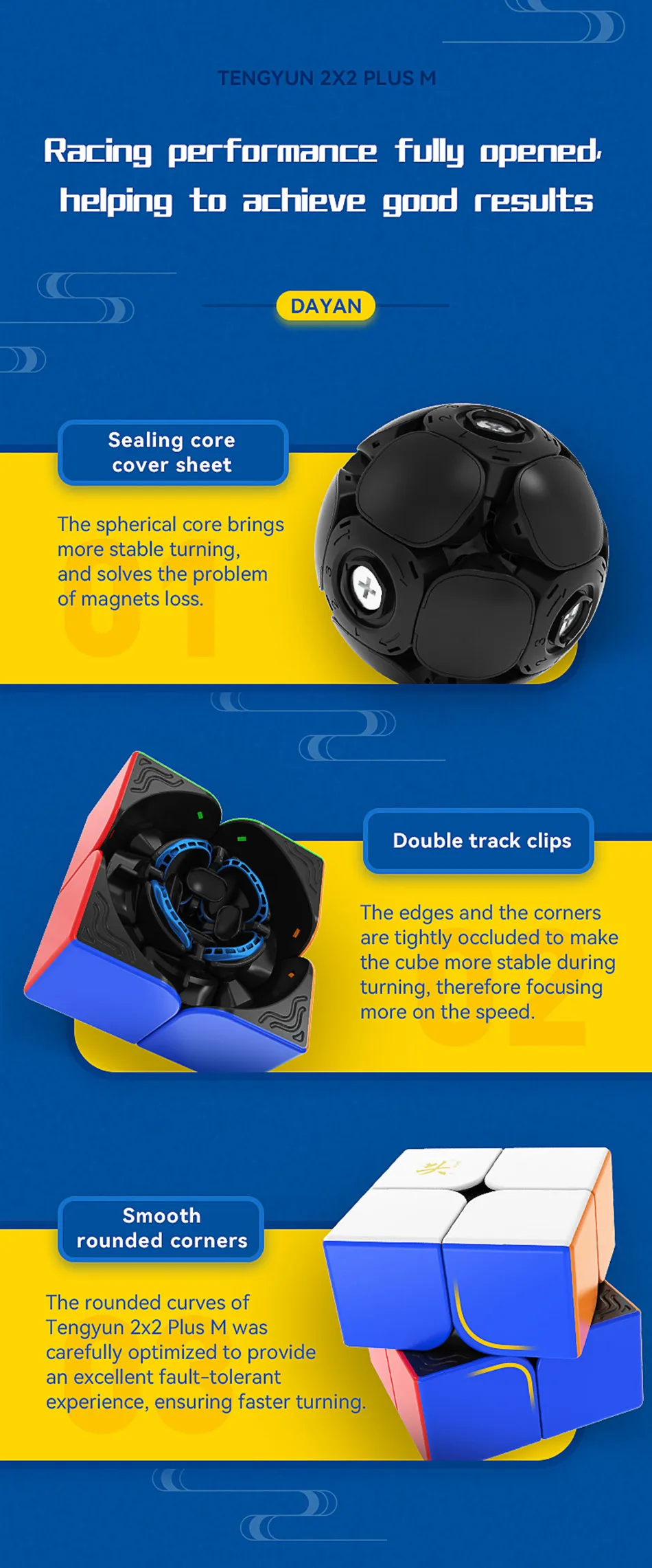 Dayan TengYun 2x2 PLUS V2 M Magnetic Magic Cube Professional Teng Yun Plus 2x2x2 cubo magico Puzzle Toy Educational Cubes 5