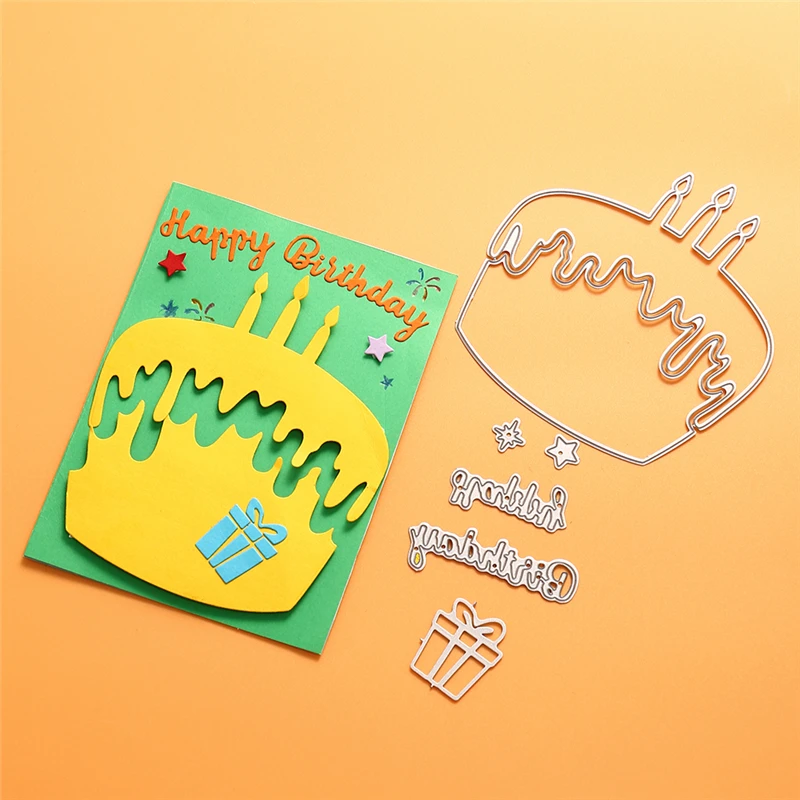 

Naifumodo Happy Birthday Cake Dies Metal Cutting Dies New 2019 for Card Making Scrapbooking Album Embossing Cuts Craft Dies