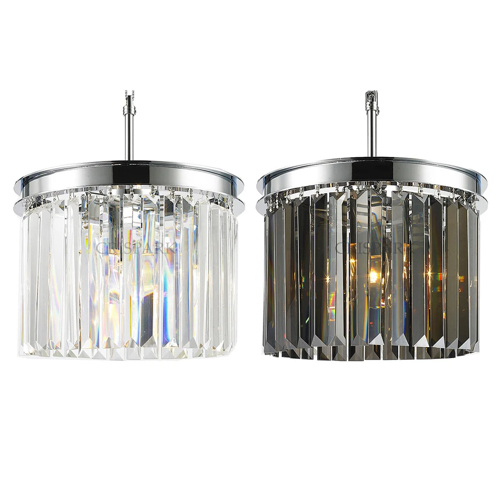 Modern Clear Crystal Mini Pendant Hanging Light LED Round Prism Ceiling Chandelier Chrome Lustre Luminaria for Bedroom | Лампы и