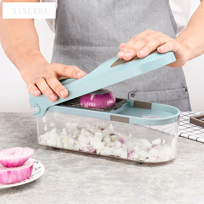 Hand Power Food Chopper, Quick Dice, Onion, Garlic, Fruit, Vegetable Cutter, Potato Slicer