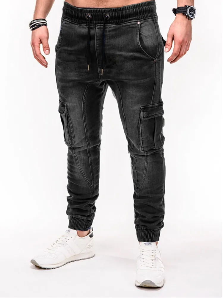 

2020 Mens Cool Designer Brand Black Jeans Skinny Zipper More pocket jeans Men's jeans Smart Casual jeans Cargo Pants