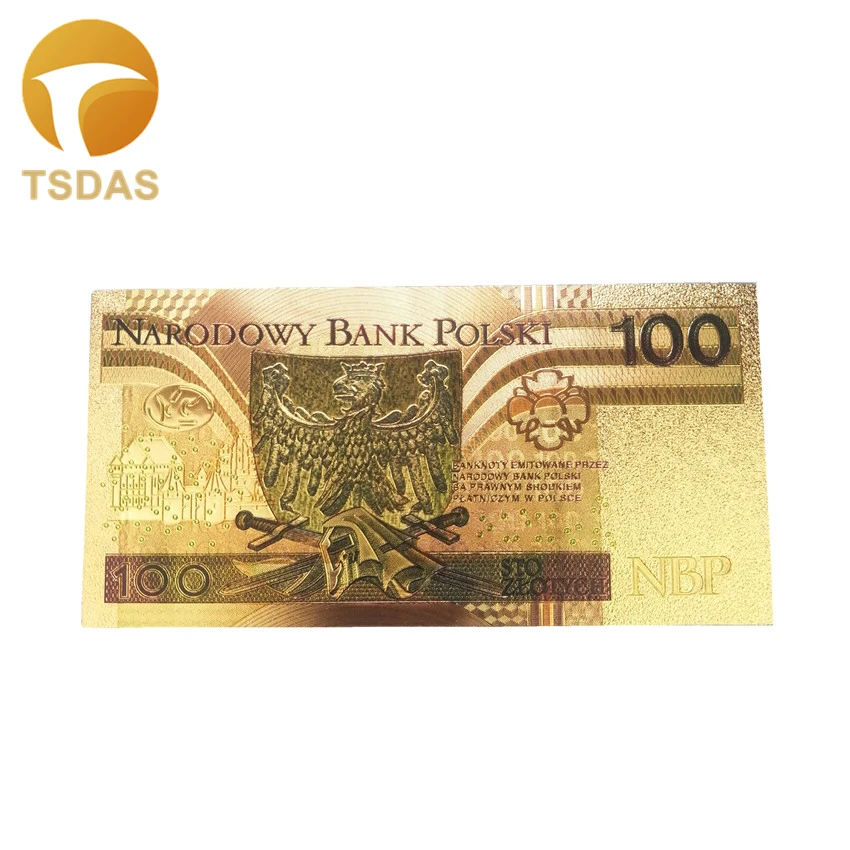 Польские банкноты 100 BNP Позолоченные банкноты сувенир с бесплатной рамкой COA