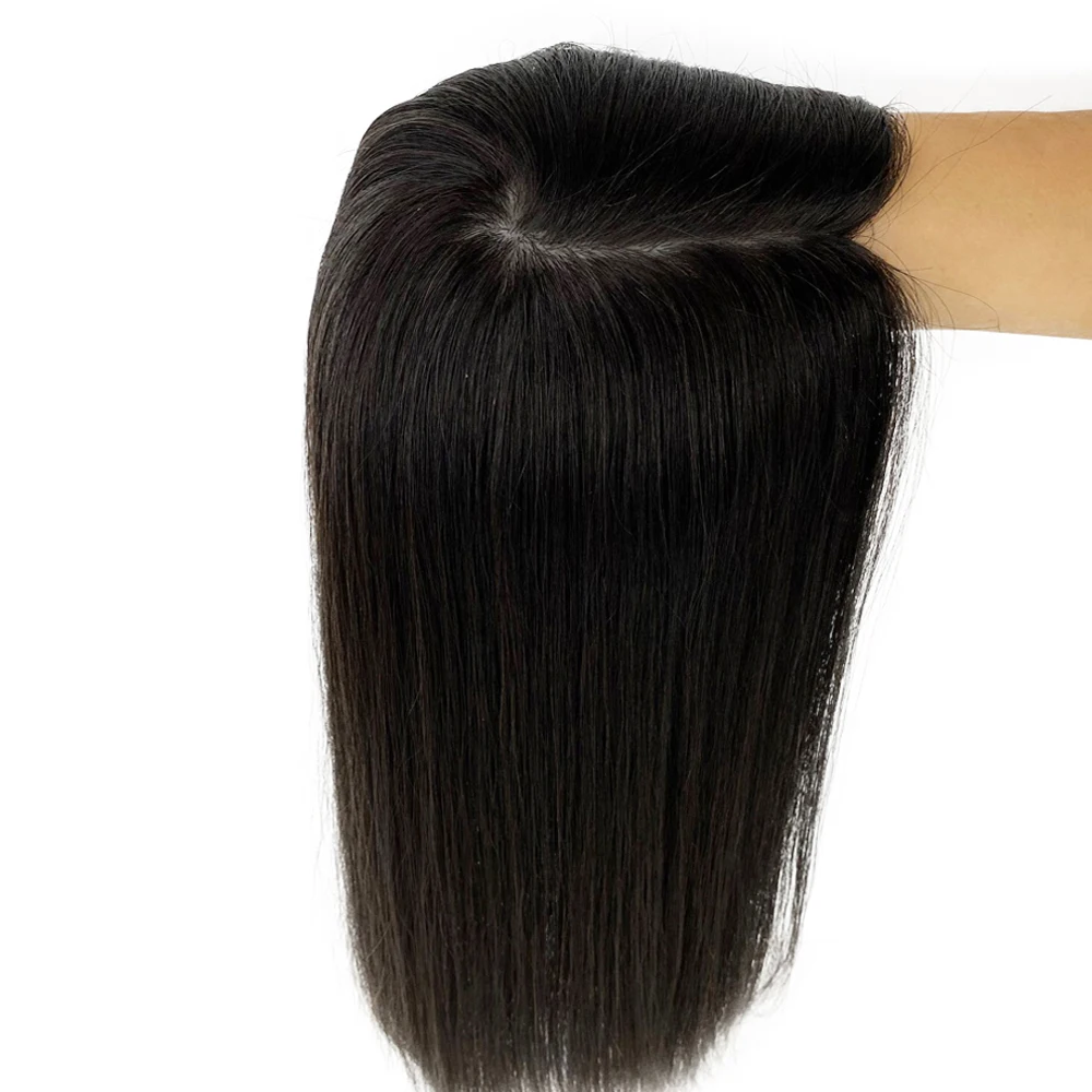 150% Density Same Hair Length Human Hair Topper 13X12CM Virgin European Overylay Silk Skin Top Women Toupee with Clips for Salon