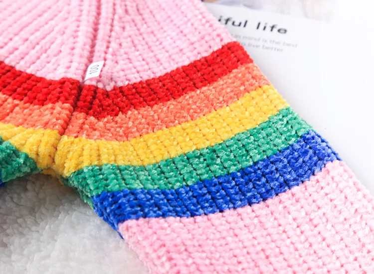 Детская одежда в Корейском стиле для мужчин и женщин; детский толстый свитер из синели; INS Rainbow; коллекция года; сезон осень-зима