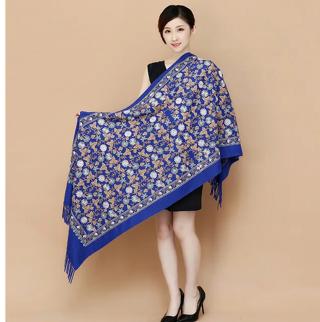 style 14 Кашемировая Пашмина, новинка, женский шарф с вышивкой, толстые теплые шарфы, Женская шаль, накидка, женское одеяло с кисточками - Цвет: style 14