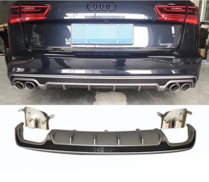 

A6 Avant ABS Car Rear Bumper Lip Spoiler Diffuser Rear Lip With Exhaust Tips For Audi A6 S6 (A6 Avant）C7.5 2016 2017 2018