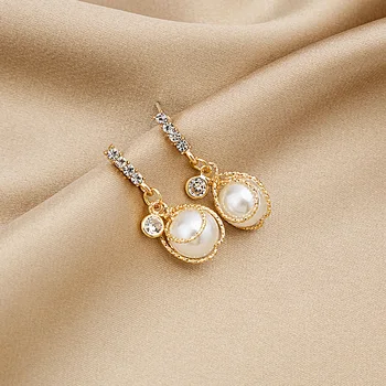 

GIRL Wound Pearl Earrings Sweet Diamond Immortal Elegant Earrings Female