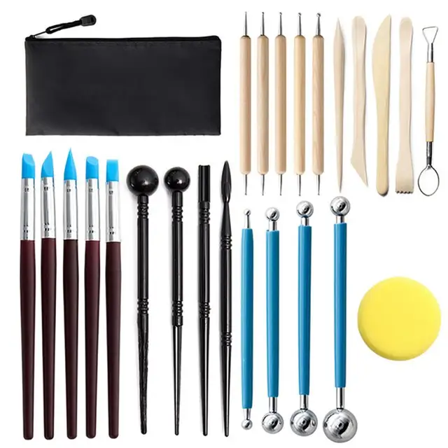 11/21/25/61 Pcs Arts Crafts Clay Sculpting Tools Pottery Carving Tool kit  Pottery Ceramics Wooden Handle Modeling Clay Tools - AliExpress