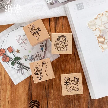 

Vintage Little Angel Series Flower Decoration Stamp Wooden Rubber Stamps for Scrapbooking Stationery DIY Craft Standard Stamp