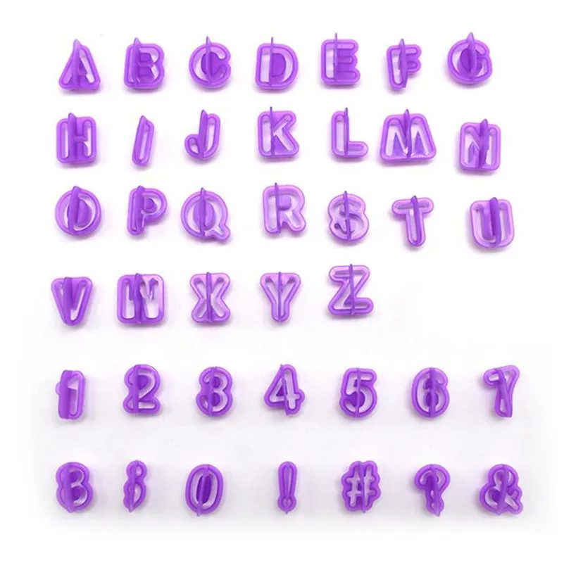 40PCs Plastic Alphabet Letter Number Fondant Cake Biscuit Baking Mould Cookie Cutters and Stamps Cake DIY Alphabet Mold Tools