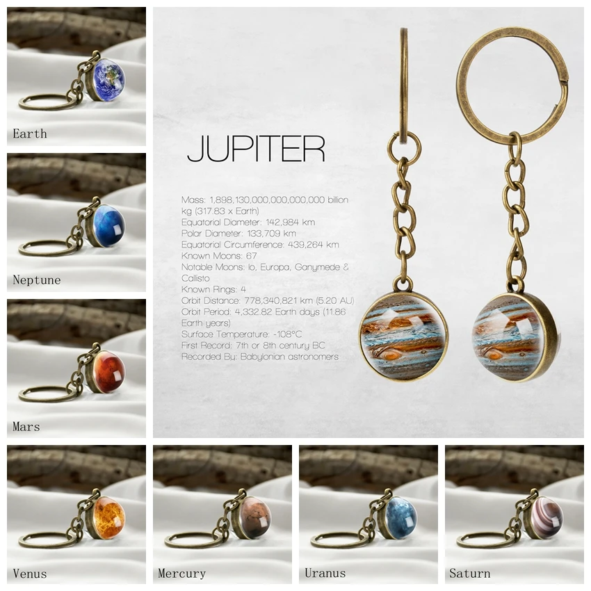 Брелок для ключей Jupiter двухсторонний брелок с солнечной системой планетами