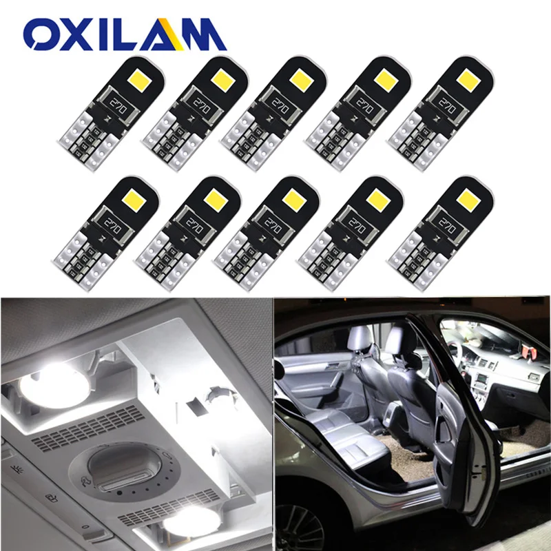 

OXILAM 10x W5W LED Canbus T10 Car Led Bulb for Nissan X Trail T31 T30 Note Leaf Almera N16 Auto Led Interior Light Reading Lamp