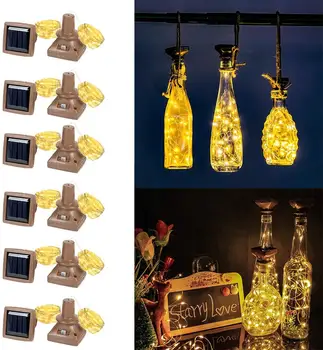 

Upgraded Solar Wine Bottle Lights 12 Packs 20 LED Waterproof Copper Cork Rope Fairy Lights for Wedding Christmas Holiday Garden