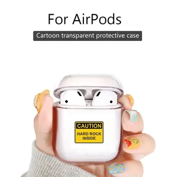 

Cute transparent Wireless Earphone case for AirPods 2 1 pro Bluetooth Headset cover Warning Body CAUTION HARD ROCK INSIDE