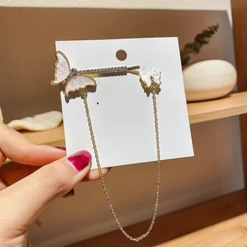 

925 Silver South Korea Fashion Butterfly Earrings Long Diamond Set Tassels Earrings Summer New Style Cool Versatile Ear Stud