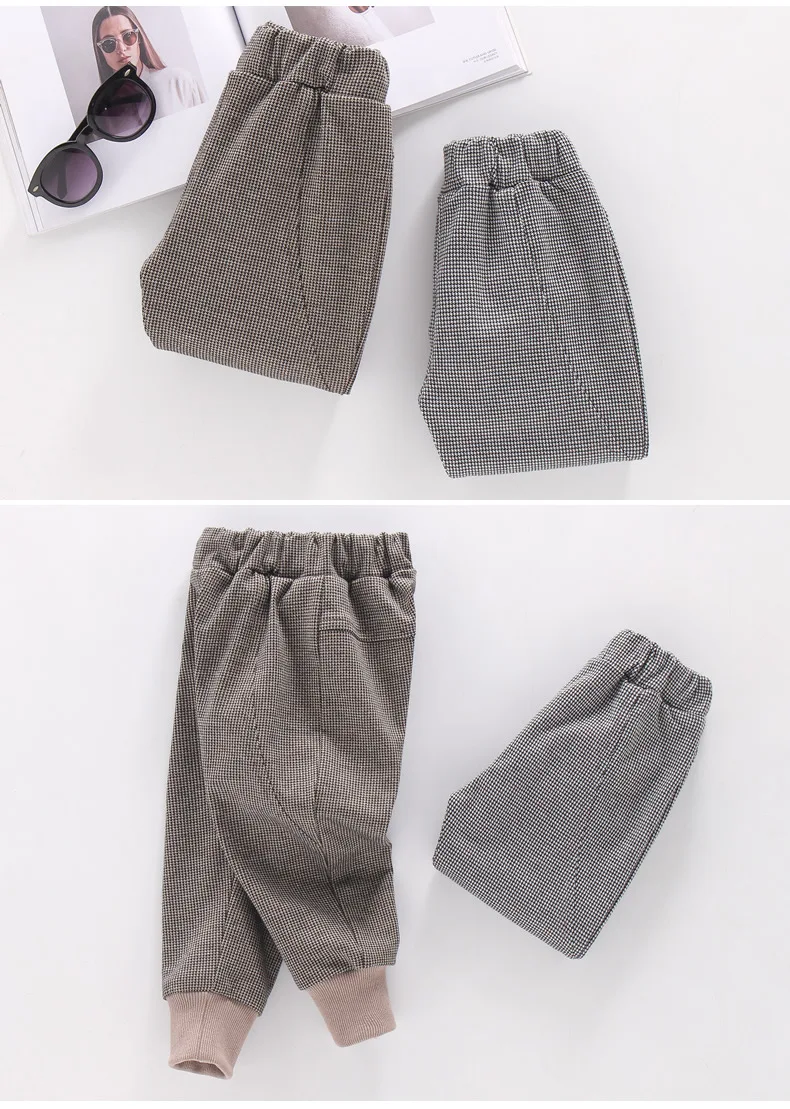 Childrenswear Children Winter Style Pants BOY'S New Style Casual Houndstooth Plaid Pants Spring And Autumn Skinny Slacks