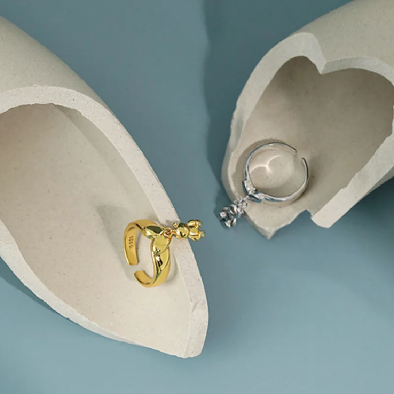 Gold Color Ring Gold Color Rings Animal Ring Mini Bear Ring for Lady Women