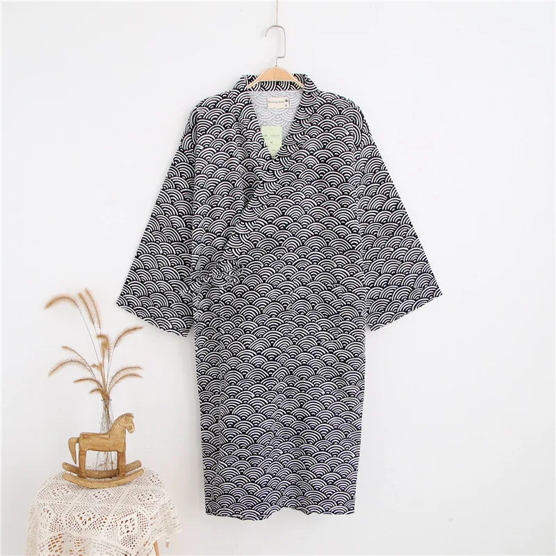 Летний тонкий Халат Свободный Мужской халат в японском стиле хлопок двухслойные газовые пижамы Домашняя одежда для отдыха
