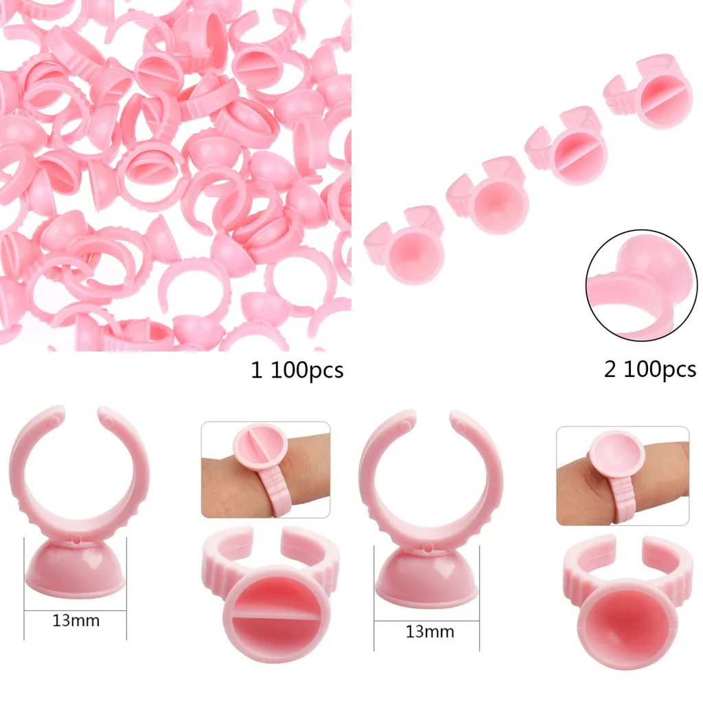

100pcs Disposable Glue Ring Eyelash Glue Extension Holder Ring Pallet for Tattoo Pigment Adhesive Gel Mini Convenient