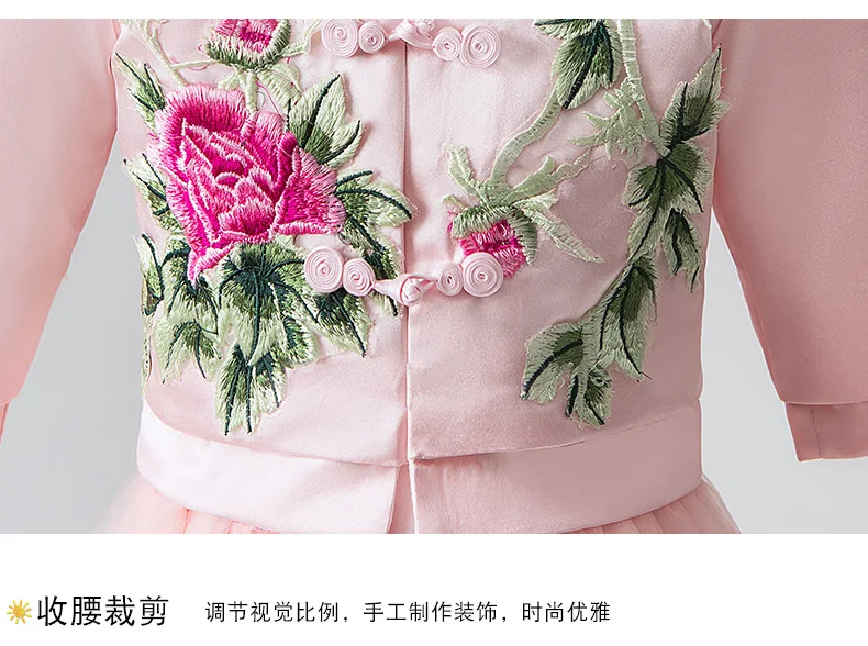 В китайском стиле для маленьких девочек; в стиле вечернее платье Cheongsam Детский костюм Guzheng в старинном стиле, в традиционном китайском стиле свадебное платье в китайском стиле Co