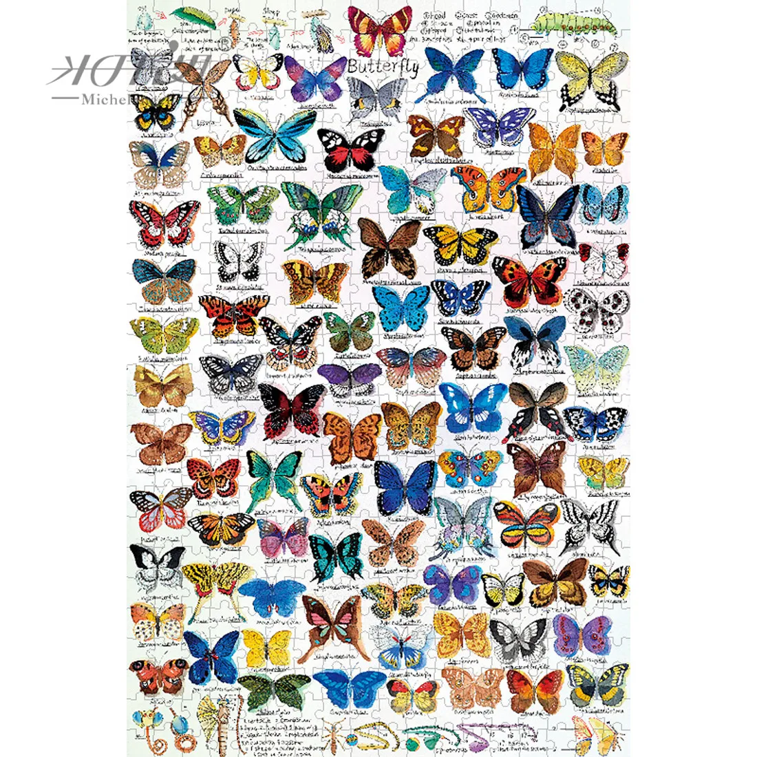 Michelangelo Wooden Jigsaw Puzzle 500 1000 1500 Piece Butterfly Map Cartoon Animal Kid Educational Toy Watercolor Painting Decor