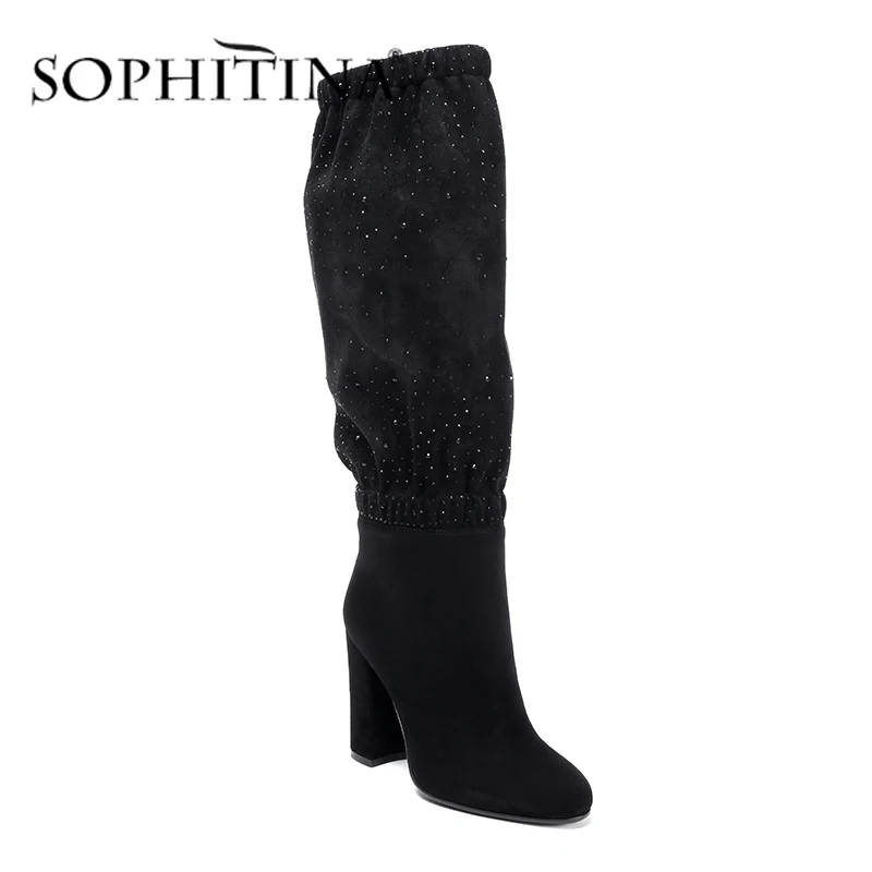 SOPHITINA/модные ботинки с острым носком; Специальный дизайн; удобная эластичная обувь ручной работы; Новинка; большие размеры; женские ботинки; PO321