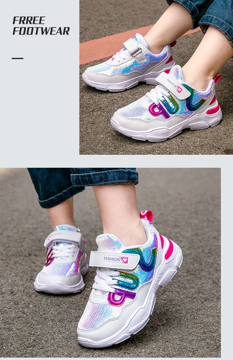 PINSEN 2019 Autumn children's sneakers Girls Shoes Kids Sport Shoes Shining Fashion Casual Child Shoes For Girl chaussure enfant (17)
