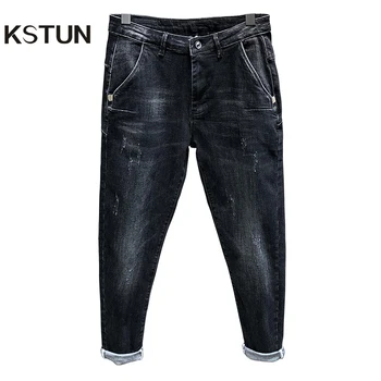 

KSTUN Men Jeans Koran Style Denim Stretch Harem Pants Dad Jean Dark Gray Spring and Autumn Men's Trousers Fashion Jeans Hombre