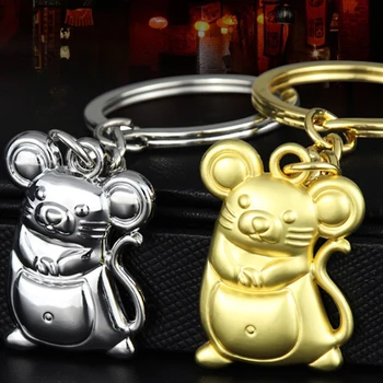 

New Chunky Rat Mouse Keychain Fashion Trinket Animal Car Keyfob Bag Pendant Key Chain Personalized Keyring for Women Gift