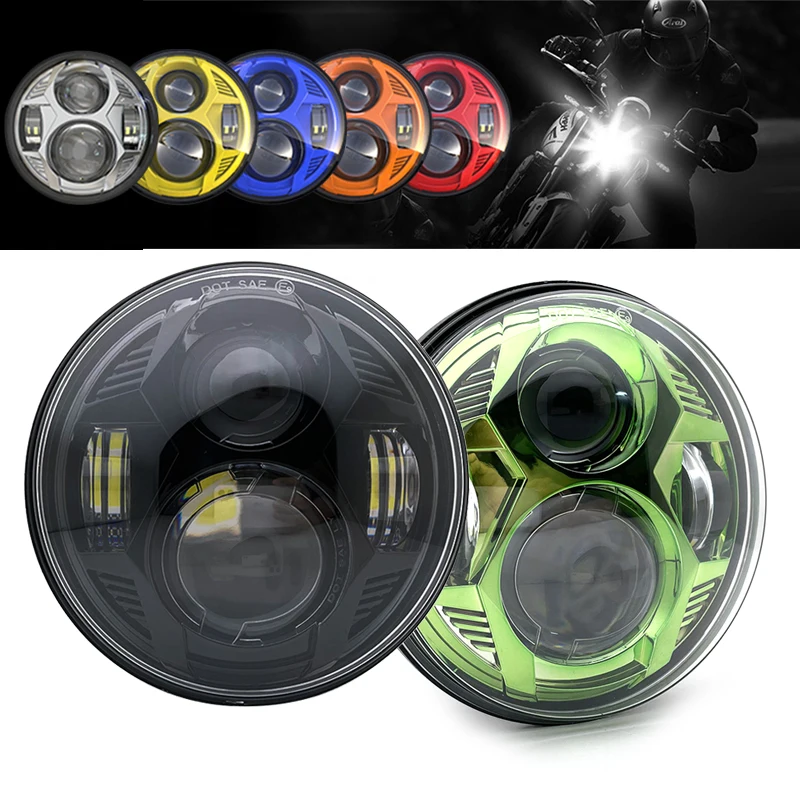 Faro Per Moto A Ragno Rotondo A Led Da 5.75 Pollici Con Fascio H/L Per Faro Harley Honda Triumph Speed Triple 5-3/4 ".