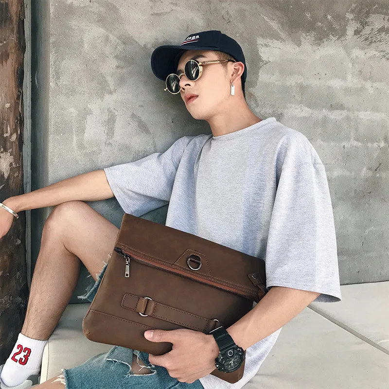

Men's clutch bag high quality PU diagonal large capacity casual envelope shoulder bag 2019 new JIULIN