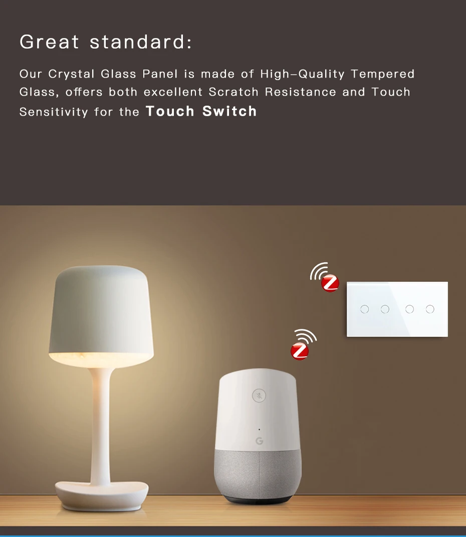 Bseed-Zigbee Toque Interruptor de Luz, Tuya Smart