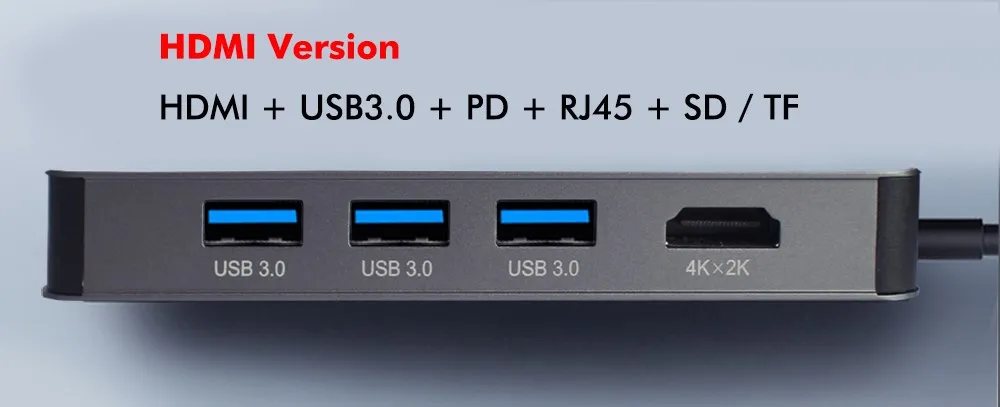 Vmade usb-хаб 8 в 1 Thunderbolt 3 type C адаптер док-станция 2 USB 3,0 порт 4K HDMI 1080P VGA RJ45 Gigabit Ethernet для Macbook Pro PC