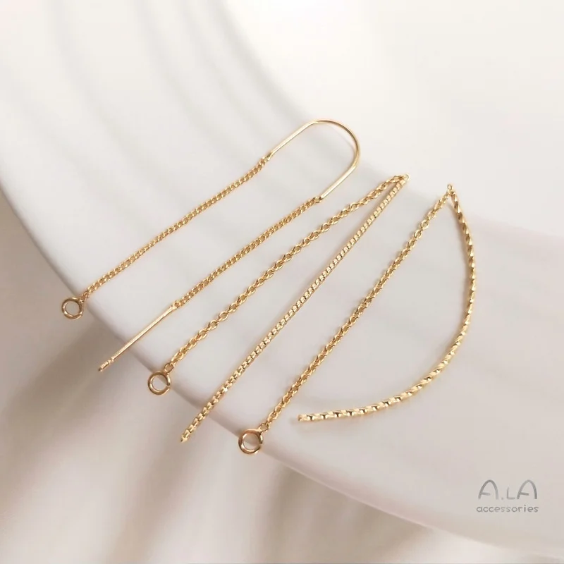 Никогда не Fade14K из чистого золота модные u образные серьги вокруг уха цветок линия