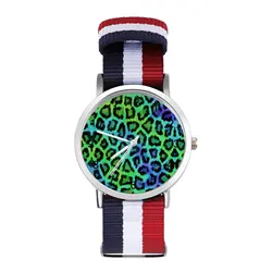 Reloj de pulsera deportivo con estampado de leopardo para mujer, accesorio de pulsera de cuarzo con diseño de Animal, color azul y verde, silencioso y asequible