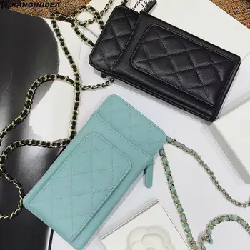 

Chain Slant Span Bag 2020 New Leather Lady Diamond Cell Phone Bag For Iphone 11 Pro Max 8 Samsung Huawei