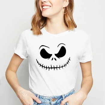

Harajuku style Jack skellington nightmare before christmas Halloween t shirt women printed tshirt streetwear casual summer tops