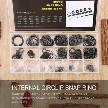 

300Pcs M3-M32 Internal External Retaining Circlips C-clip Washers Snap Retaining Ring Carbon Steel Assortment Kit