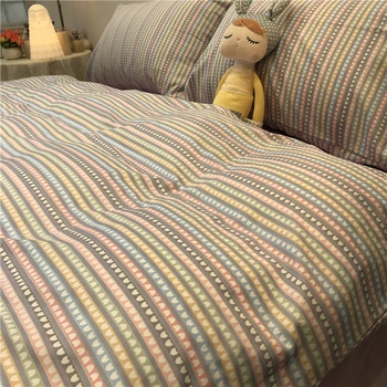 

Bedding Set Luxury Heart Pattern Small Fresh Girl Heart Temperament Love Pattern Four-piece Cotton Quilt Cover Printed Twill