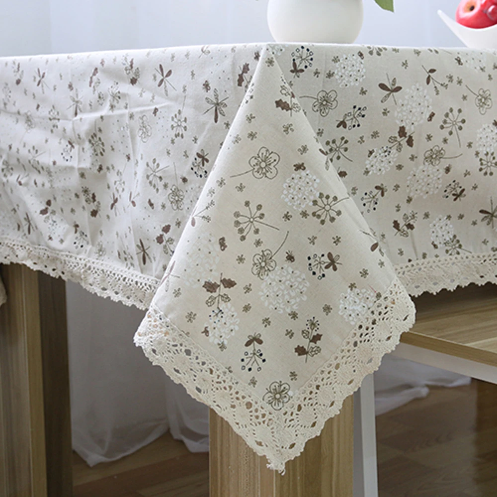 Cotton& Linen Table Cloth Rectangle Dust-proof Tablecloth Coffee Dinner Table Cover for Home/Restaurant 100*140cm