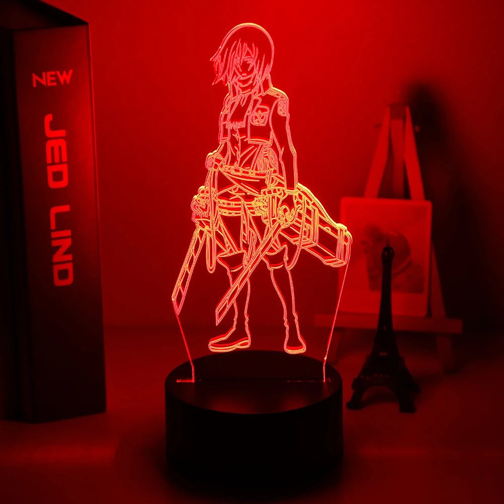 3d ночной Светильник Attack on Titan Mikasa фигурка Акермана девушка для комнаты в