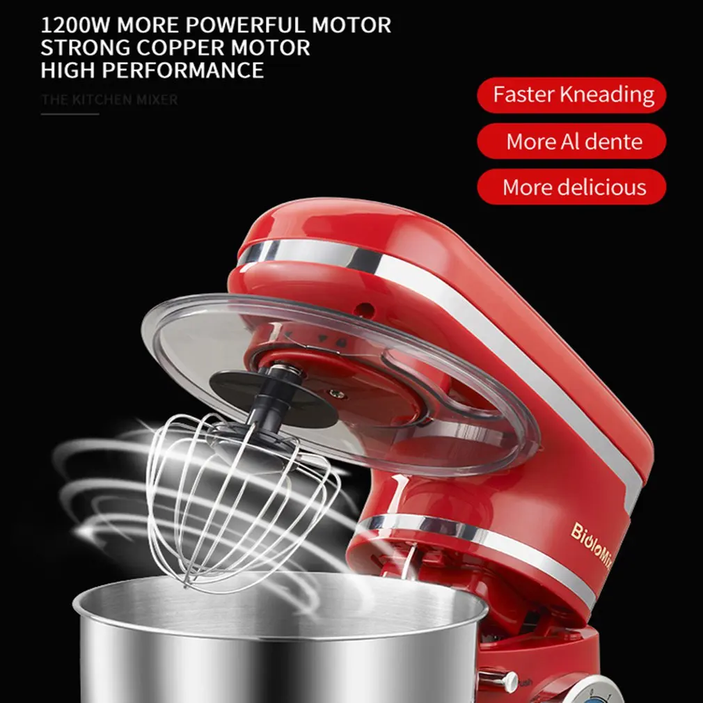 4L Нержавеющая сталь чаша 1200W 6-ступенчатая бытовой Кухня Электрический Еда миксер венчик для взбивания яиц миксер для теста крем блендер прибор