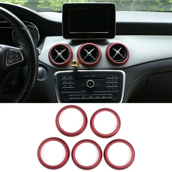 

5Pcs Air Conditioning Vent Outlet Cover Trim Sticker Red for Mercedes Benz A B CLA GLA Class W176 W246