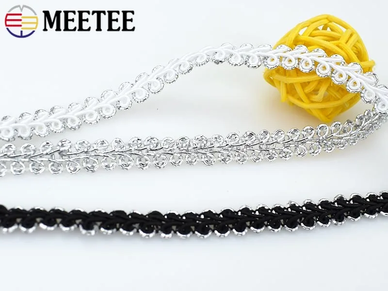 Кружевная швейная накладка Meetee 20 метров 0 8 см изогнутая золотого серебряного