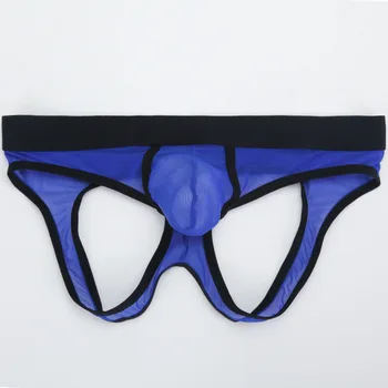 

European Size Men's Sexy Underwear Sexy Transparent Mesh Back Triangle Sexy T-Back Men's Double Pants