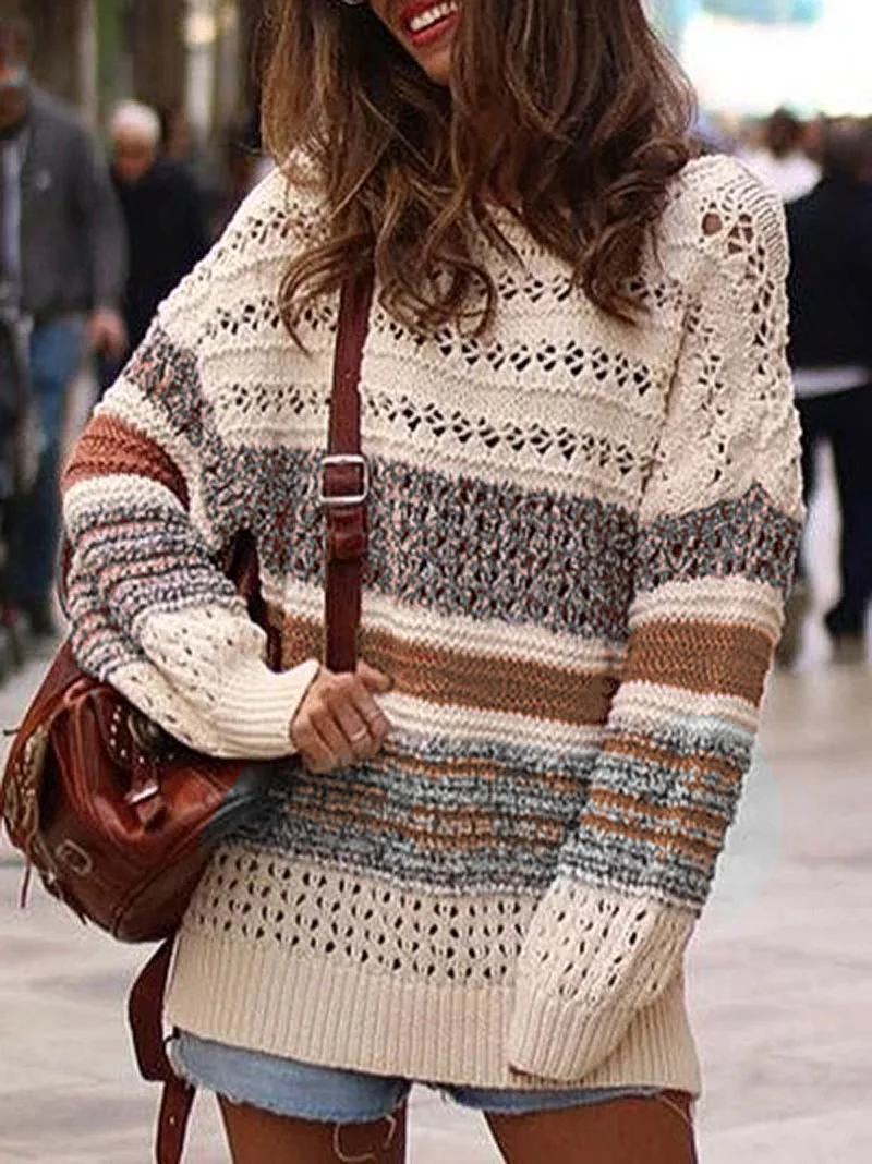 VITIANA, Свободные Повседневные вязаные свитера для женщин, осень, Женский пуловер с длинным рукавом, Вязанный свитер, женская зимняя одежда
