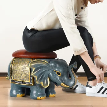 

American style door-to-door shoe stool Household door elephant animal living room tea table stool shoes creative stool